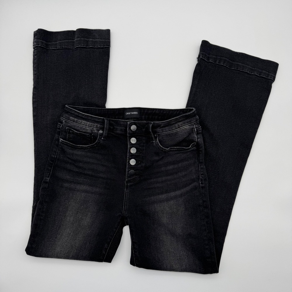 Driftwood Wyatt Black‎ Flared Jeans High Rise Button Fly Denim 28x32